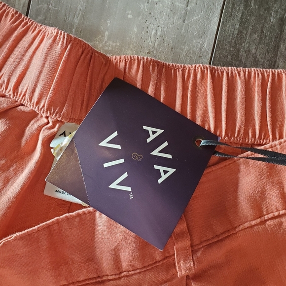 NWT Ava & Viv Plus Size Coral Red Linen Women's Shorts Size 1X - Picture 11 of 16